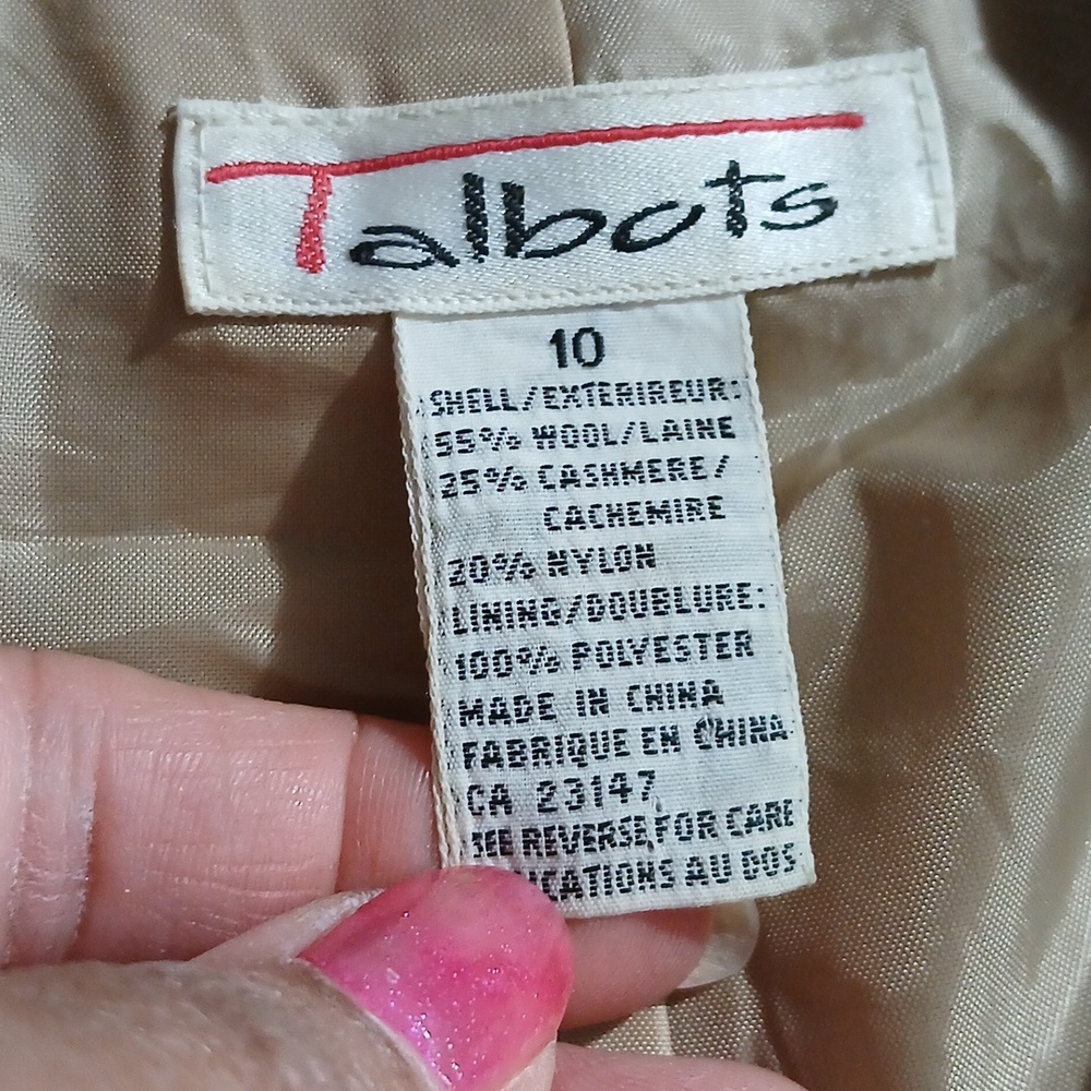 Talbots Wool Cashmere Blend Beige Tan Single-Button Blazer Embroidered Pocket 10 - Picture 8 of 8